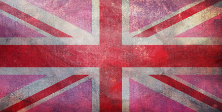 flag of United Kingdom Gay Pride with fabric texture. equality concept. grunge retro plain background. Top view.の写真素材