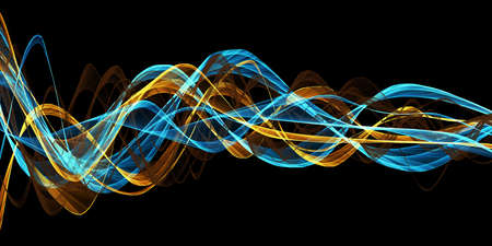 Abstract glowing lines background. Wavy form neon line structure. sound wave rhythm, pulse...