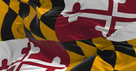 flag of Maryland waving in the wind. Patriotic concept about state. 3d illustration.の写真素材