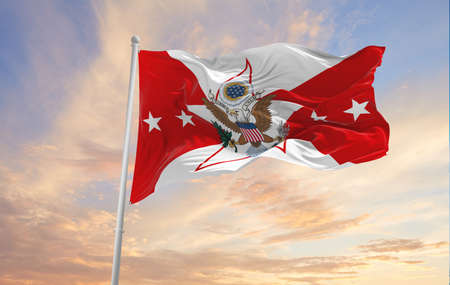 flag of Vice Chief of Staff of the United States Army waving in the wind. USA National defence. Copy space. 3d illustration.の写真素材
