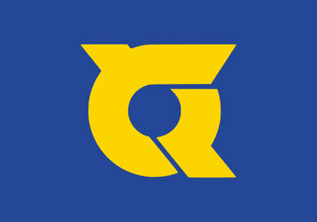 Top view of flag of Tokushima prefecture, no flagpole. Plane design, layout. Flag background.