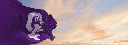 waving feminism flag with a Venus sign and Raised fist.  women rights flag. Feminism movement...