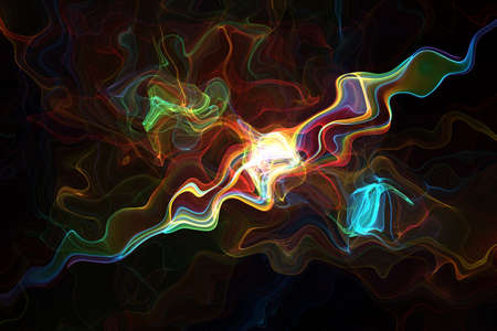 Colorful  Abstract smoke lines wallpaper, Shapes created with lines in the space. Creative neon...