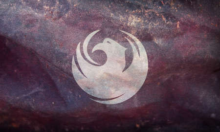 Top view of retro flag of Phoenix, Arizona with grunge texture. Flag background. Patriotic concept about Phoenix, Arizona.の写真素材