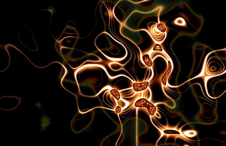 Colorful  Abstract smoke lines wallpaper, Shapes created with lines in the space. Creative neon colors. Modern abstract background.,の写真素材