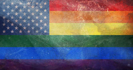 Top view of flag of United states lgbt pride, no flagpole. Plane design, layout. Flag background....