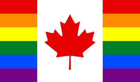 Top view of Canada Pride flag, no flagpole. Plane design, layout. Flag background.の写真素材