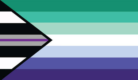 Top view of Demihetero-Gay Man flag, no flagpole. Plane design, layout. Flag background.の写真素材