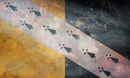 Top view of retro flag of Norfolk county with grunge texture no flagpole. Plane design, layout. Flag backgroundの写真素材