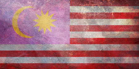 Top view of retro flag of Gay Pride, Malaya with grunge texture, no flagpole. Plane design, layout. Flag background. Freedom and love concept. Pride month, activism, community and freedomの写真素材