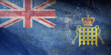 Top view of retro flag of HM Customs Ensign . grunge flag of united kingdom of great Britain, England. no flagpole, Plane design, layout. Flag backgroundの写真素材