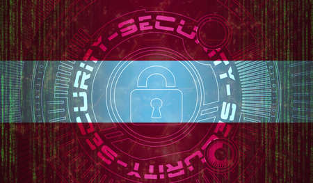 National cyber Security of Austria on digital background  Data protection. Safety systems concept....