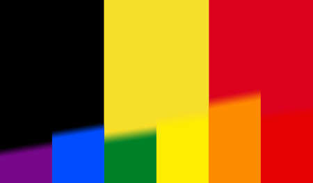 Top view of national lgbt flag of Belgium, no flagpole. Plane design, layout. Flag background. Freedom and love concept, Pride month. activism, community and freedomの写真素材