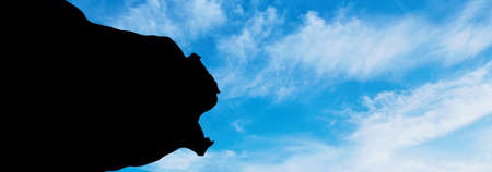 flag of Erfurt laut Hauptsatzung at cloudy sky background on sunset, panoramic view. Federal Republic of Germany. copy space for wide banner. 3d illustrationの写真素材