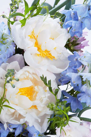 a wedding bouquet  isolated on white. Fresh, lush bouquet of colorful flowers. Close upの写真素材