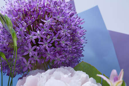 a wedding bouquet isolated on white. Fresh, lush bouquet of colorful flowers. Close upの写真素材