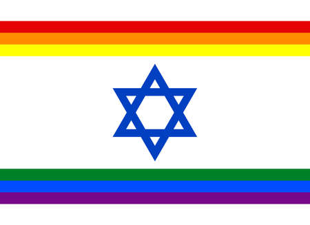 Top view of flag of Rainbow, Israel, no flagpole. Plane design, layout. Flag background. Freedom and love concept. Pride month, activism, community and freedomの写真素材