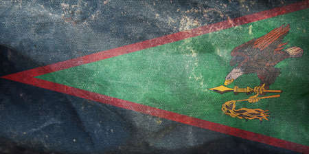 Top view of retro flag of African Americans of American Samoa state, untied states of America with grunge texture. USA Juneteenth Freedom Day. no flagpole. Plane design layout. Flag backgroundの写真素材