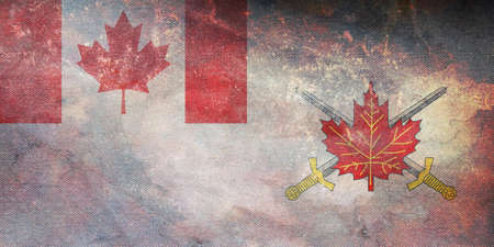 Top view of retro flag of Land Force Command  1998 2013 , Canada with grunge texture. Canadian patriot and travel concept. no flagpole. Plane design, layout. Flag backgroundの写真素材