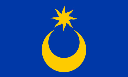 Top view of flag of Portsmouth . flag of united kingdom of great Britain, England. no flagpole, Plane design, layout. Flag backgroundの写真素材