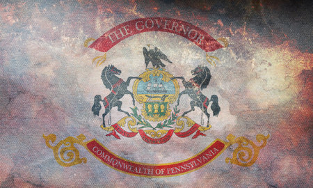 Top view of Governor of Pennsylvania , USA flag, no flagpole. Plane design layout Flag backgroundの写真素材