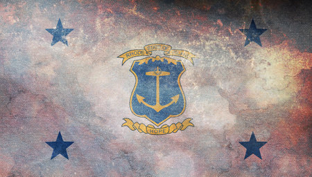 Top view of Governor of Rhode Island , USA flag, no flagpole. Plane design layout Flag backgroundの写真素材