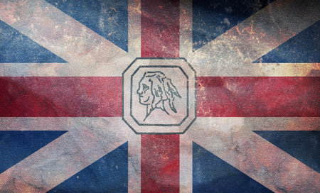 Top view of retro county of Somerset, Maryland flag with grunge texture, USA, no flagpole. Plane design layout. Flag backgroundの写真素材