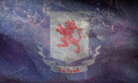 Top view of retro county of Talbot, Maryland flag with grunge texture, USA, no flagpole. Plane design layout. Flag backgroundの写真素材