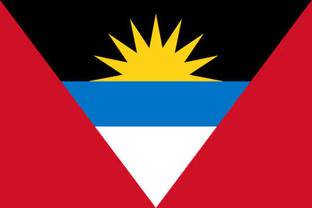 Top view of official  flag Antigua and Barbuda. patriot and travel  concept. no flagpole. Plane design, layout. Flag backgroundの写真素材