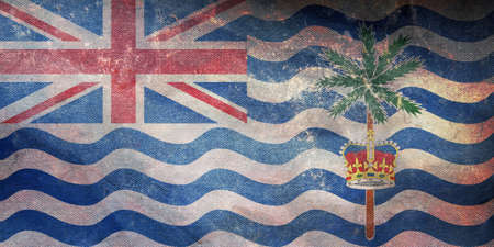 Top view of official retro flag British Indian Ocean Territory with grunge texture. patriot and travel concept. no flagpole. Plane design, layout. Flag backgroundの写真素材