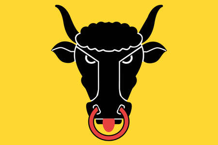 Top view of flag Canton of Uri, Switzerland. Swiss patriot and travel  concept. no flagpole. Plane design, layout. Flag backgroundの写真素材