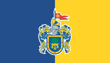 Top view of flag Jalisco, Mexico. United Mexican States patriot and travel concept. no flagpole. Plane design, layout. Flag backgroundの写真素材