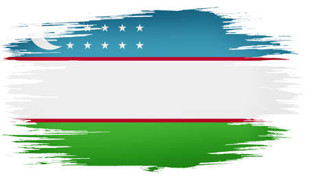 colorful hand-drawn brush strokes painted national country flag of Uzbekistan. template for banner, card, advertising , TV commercial, ads, web design and magazineの写真素材