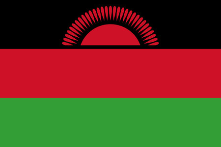 Top view of official flag Malawi. patriot and travel concept. no flagpole. Plane design, layout. Flag backgroundの写真素材