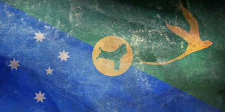 Top view of official retro flag Christmas Island with grunge texture. patriot and travel concept. no flagpole. Plane design, layout. Flag backgroundの写真素材