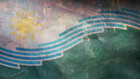 Top view of retro flag of Spokane, Washington, 2021, untied states of America with grunge texture. USA patriot and travel concept. no flagpole. Plane design, layout. Flag backgroundの写真素材