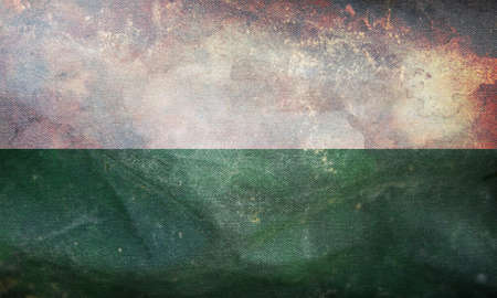 Top view of retro flag of Saxony with grunge texture. Federal Republic of Germany. no flagpole....