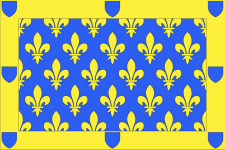 Top view of flag department of Ardeche, France. French patriot and travel concept. no flagpole. Plane design, layout. Flag backgroundの写真素材