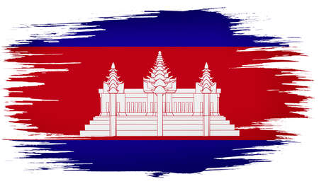 colorful hand-drawn brush strokes painted national country flag of Cambodia. template for banner, card, advertising , TV commercial, ads, web design and magazineの写真素材