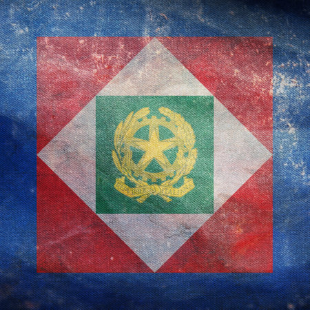 Top view of the President, Italy retro flag with grunge texture. Italian travel and patriot concept.. no flagpole. Plane layout, design. Flag backgroundの写真素材