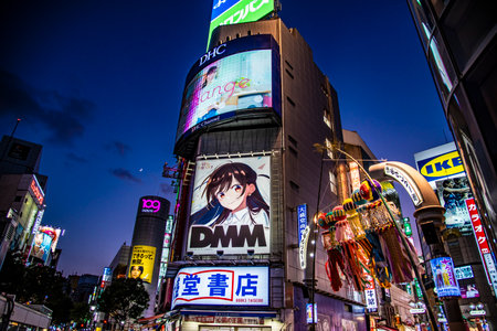 It's night in Shibuya, Tokyo. From here came the youth culture of various clothes and music.のeditorial素材