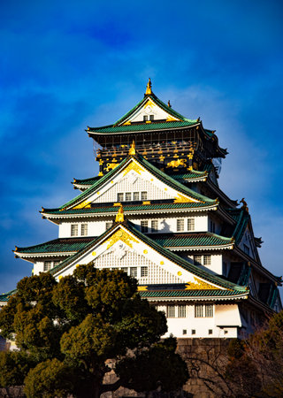 Osaka Castle in Osaka, Japan. It is one of Japan's most famous landmarks.の写真素材