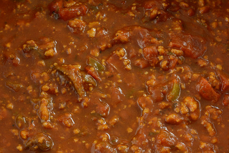 Close up of spaghetti sauce made with ground turkey meat for lower cholesterolの写真素材