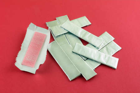 Condoms on red background. Safe sex concept.の写真素材