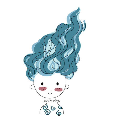 cartoon positive sweet cute colored doodle girlのイラスト素材