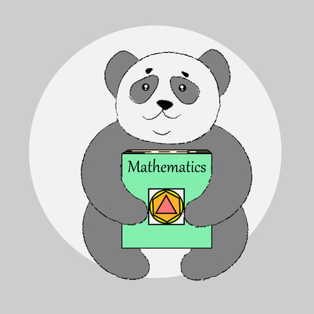Cute panda with school book in schoolのイラスト素材