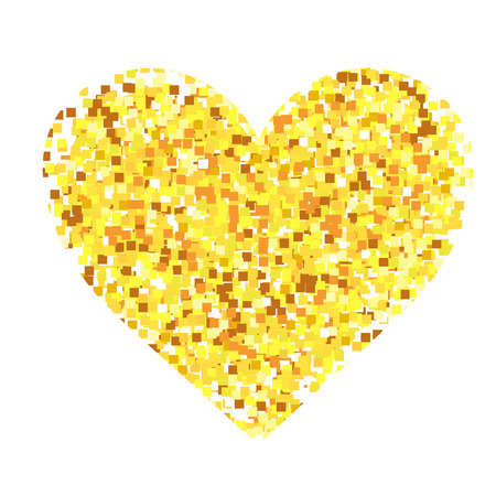 heart with golden glitter. Vector design element for Valentine's day holiday, Engagement cards.のイラスト素材