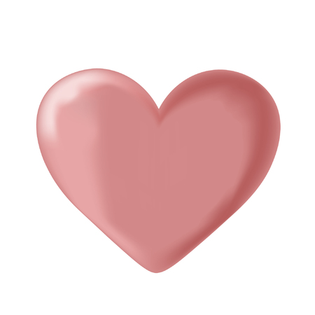3D icon of pink heart. Isolated sign of heart on white background. Vector element for greeting card, banner, promotion, invitation, flyer, etcのイラスト素材