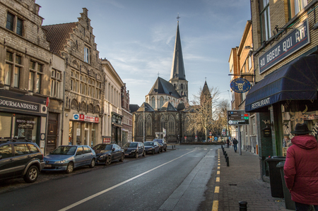 Ghent, East Flanders / Belgium - January 2017: Streets of old Ghentのeditorial素材