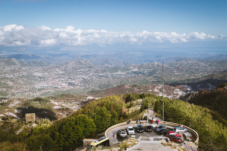Lovcen / Montenegro - September 2017: Amazing view of the mountains from the top of Lovcen National Park and near parking near the famous stairs to Mausoleum of Negoshのeditorial素材